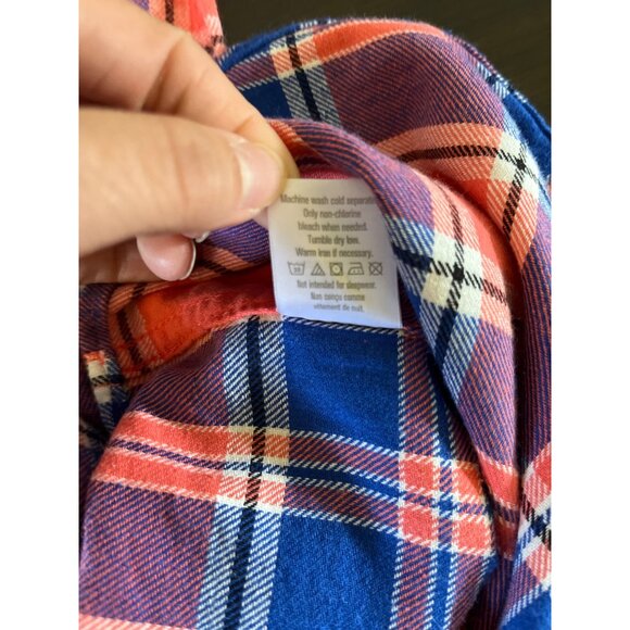 3 For $10 Gymboree Boys Large Plaid Long Sleeve Orange Blue Flannel Button Up - Picture 5 of 5